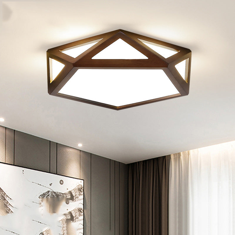 Wooden Geometric Flush Mount Ceiling Light Modern Flush Mount Ceiling Fixture