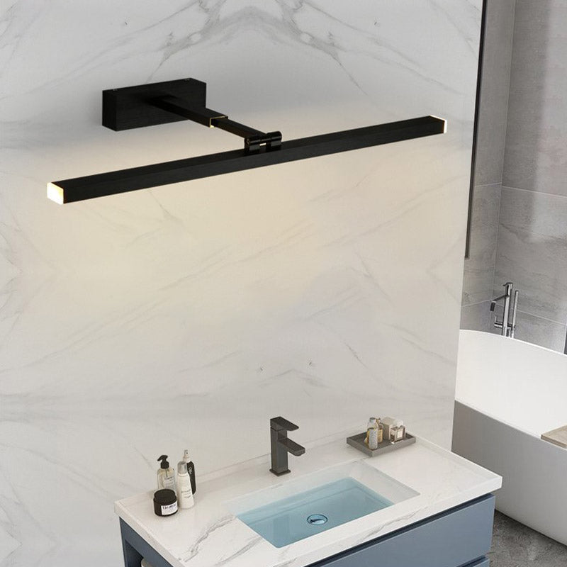 Modern Aluminum LED Vanity Light Straight Black Adjustable Mirror Light for Bathroom