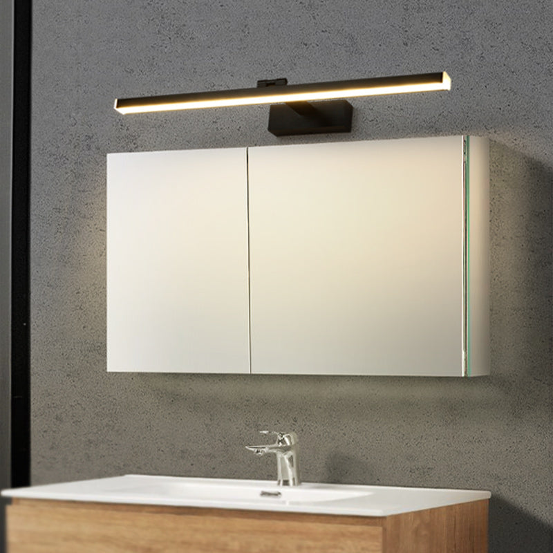 Modern Metal Vanity Light Straight 1 Light Adjustable Mirror Light in Black for Bathroom