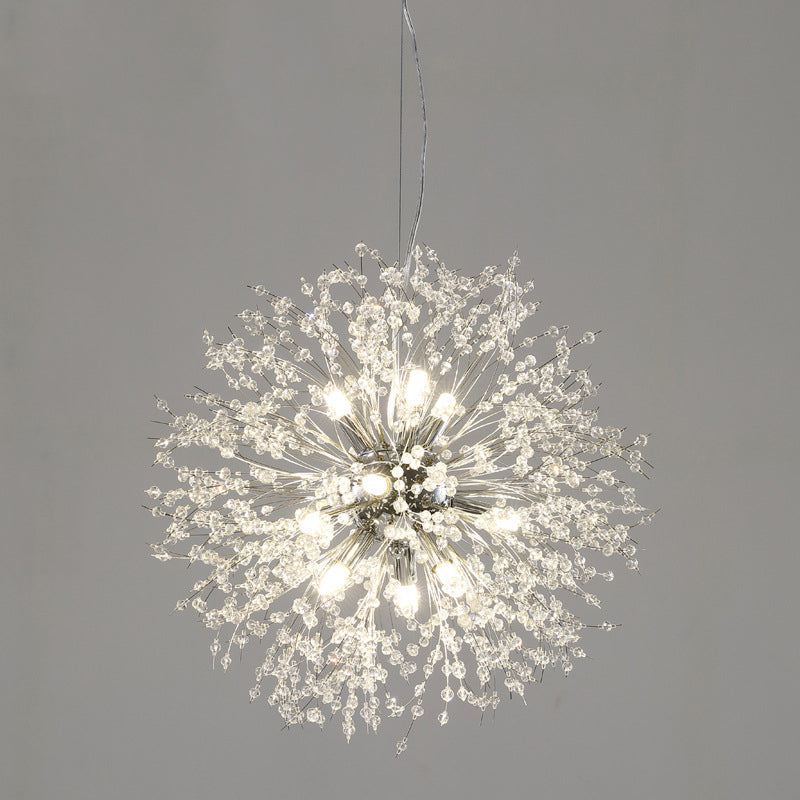 Simple Crystal Pendant Lighting Fixture Modern Style Hanging Chandelier for Living Room