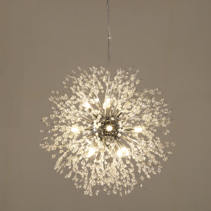 Simple Crystal Pendant Lighting Fixture Modern Style Hanging Chandelier for Living Room