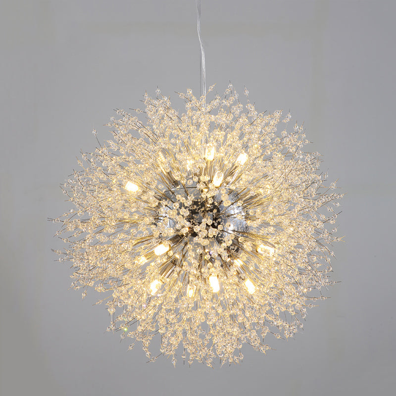 Simple Crystal Pendant Lighting Fixture Modern Style Hanging Chandelier for Living Room