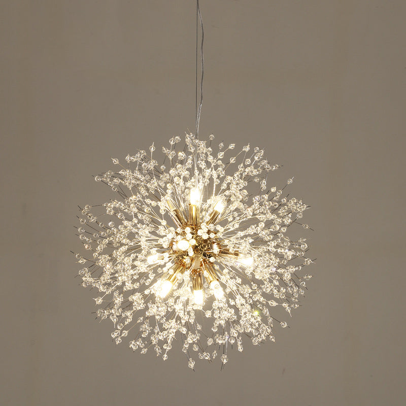 Simple Crystal Pendant Lighting Fixture Modern Style Hanging Chandelier for Living Room