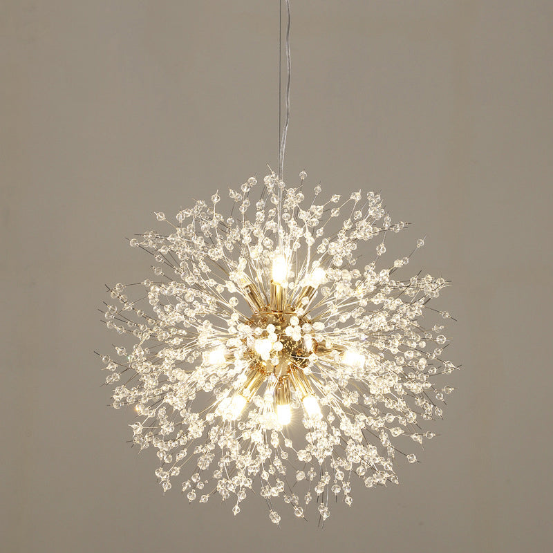 Simple Crystal Pendant Lighting Fixture Modern Style Hanging Chandelier for Living Room