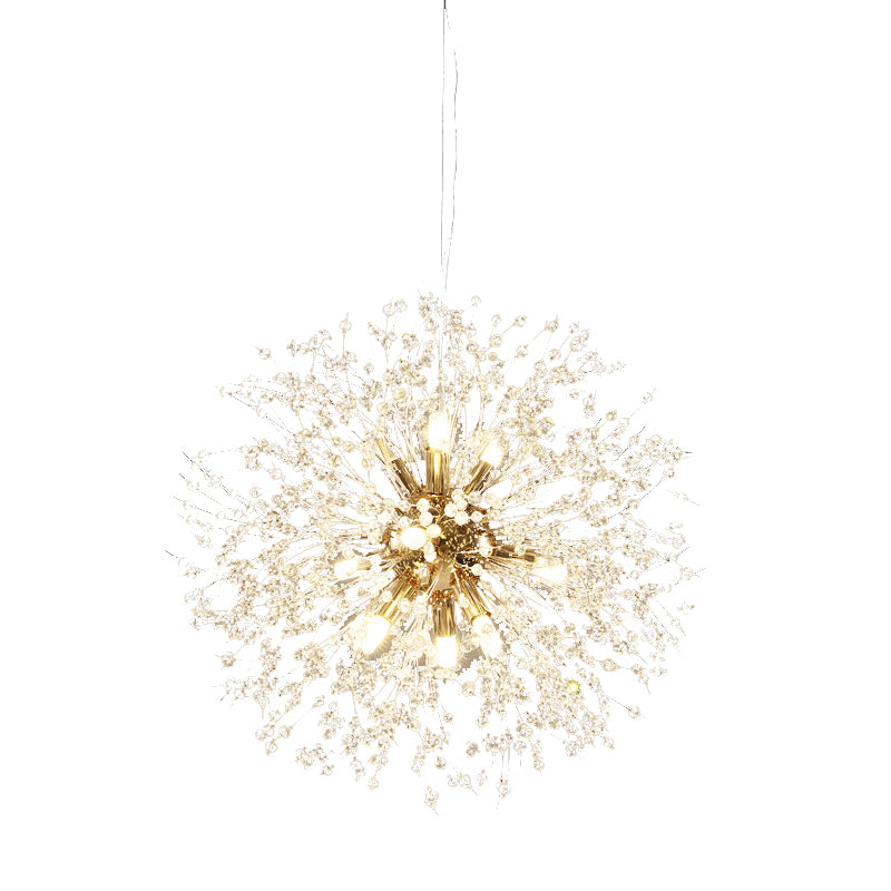 Simple Crystal Pendant Lighting Fixture Modern Style Hanging Chandelier for Living Room