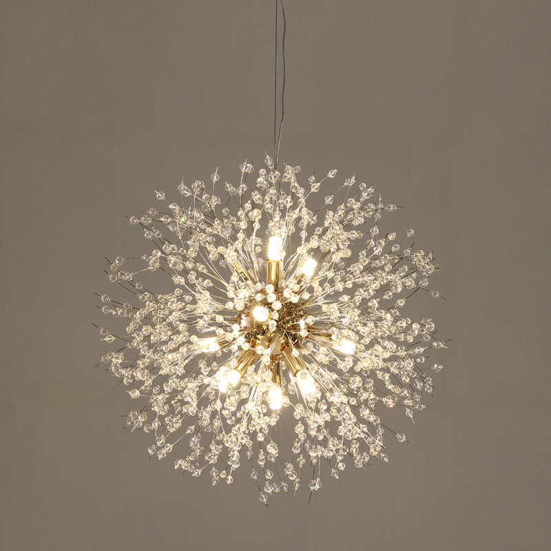 Simple Crystal Pendant Lighting Fixture Modern Style Hanging Chandelier for Living Room