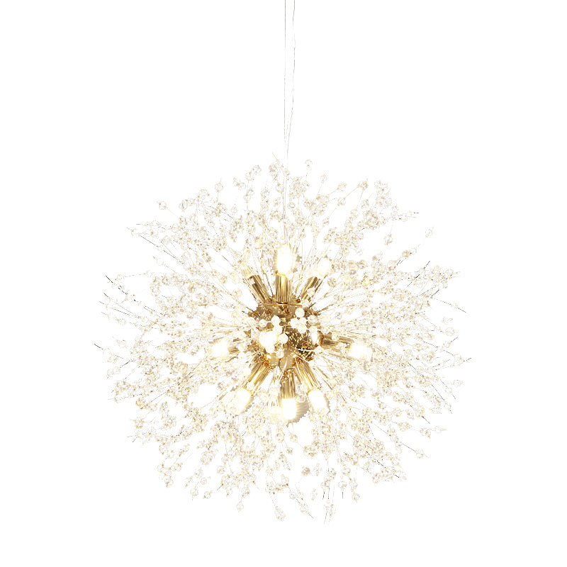 Simple Crystal Pendant Lighting Fixture Modern Style Hanging Chandelier for Living Room