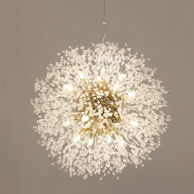 Simple Crystal Pendant Lighting Fixture Modern Style Hanging Chandelier for Living Room