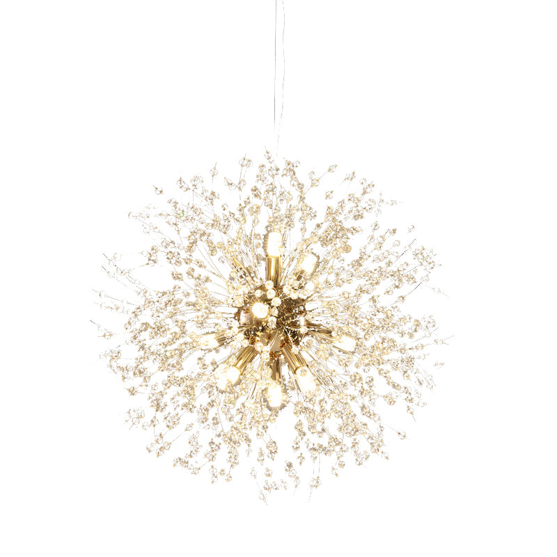 Simple Crystal Pendant Lighting Fixture Modern Style Hanging Chandelier for Living Room