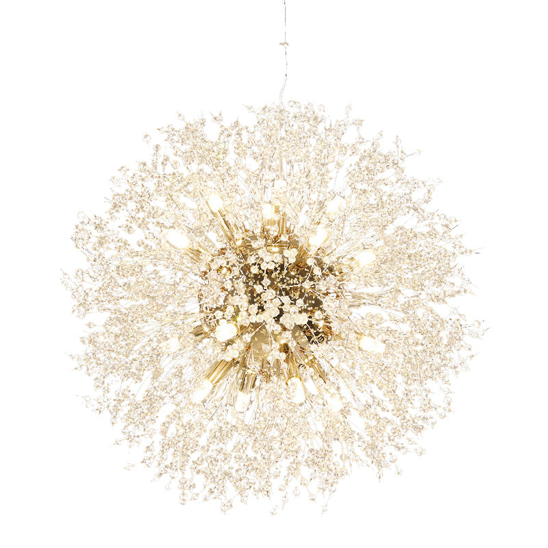 Simple Crystal Pendant Lighting Fixture Modern Style Hanging Chandelier for Living Room