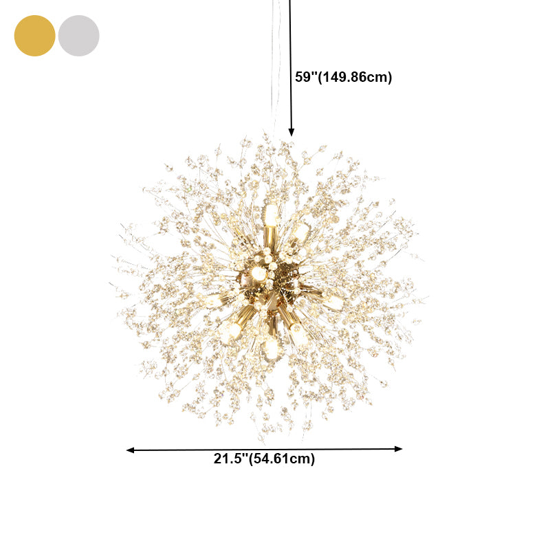 Simple Crystal Pendant Lighting Fixture Modern Style Hanging Chandelier for Living Room