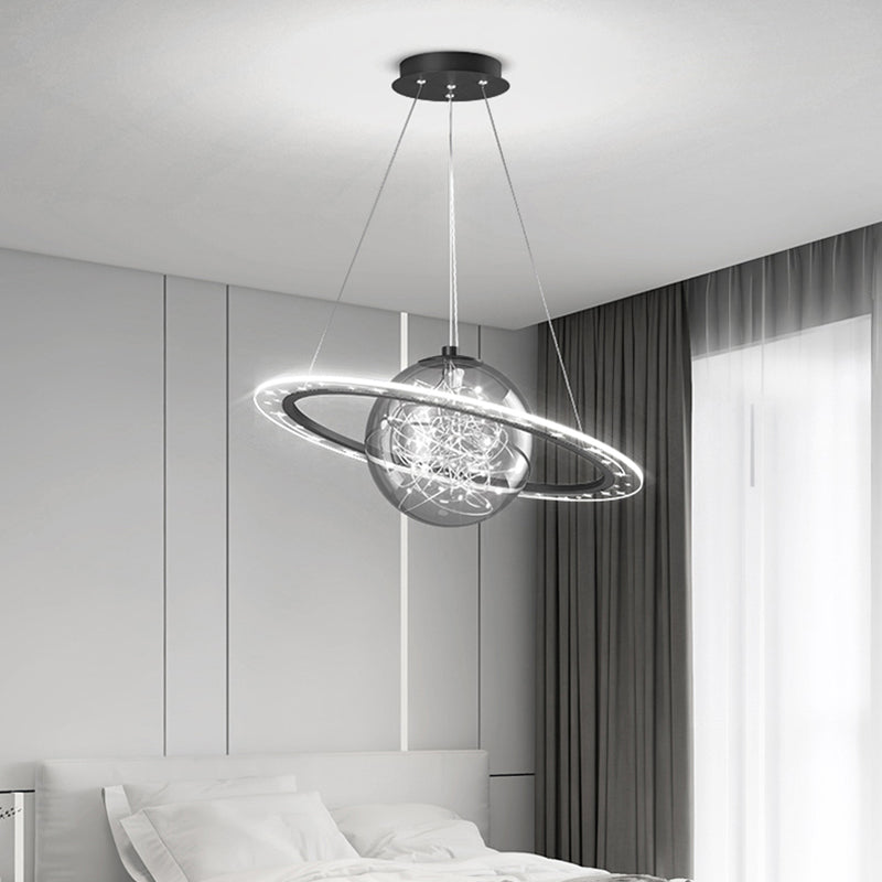 Modern Style Chandelier LED Hanging Pendant Light Fixture with Acrylic Shade for Bedroom
