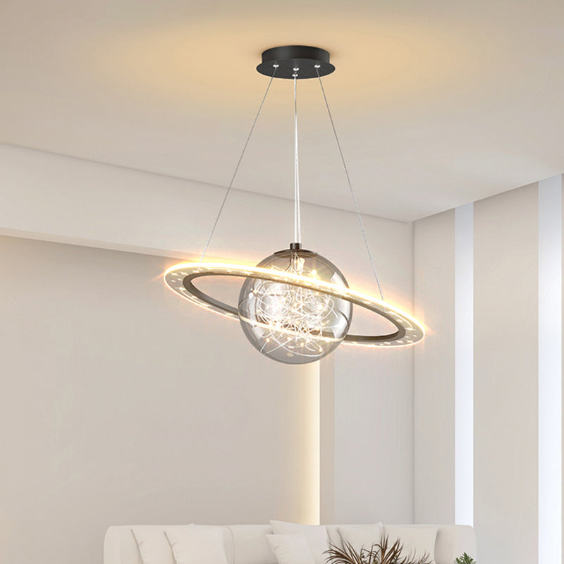 Modern Style Chandelier LED Hanging Pendant Light Fixture with Acrylic Shade for Bedroom