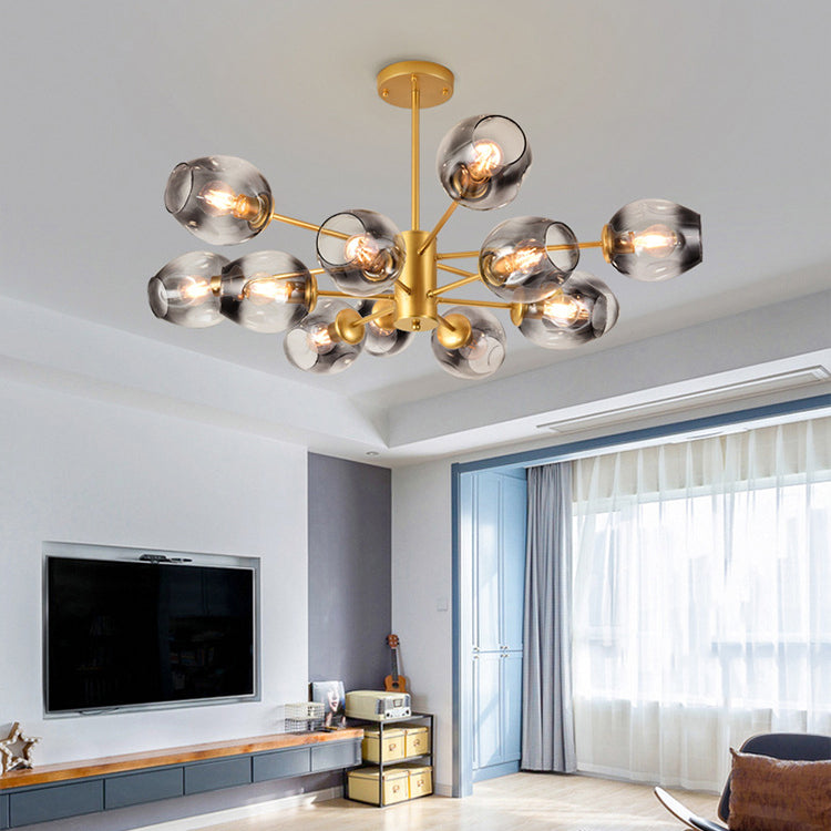 Simple Glass Shade Pendant Lighting Fixture Modern Style LED Hanging Chandelier