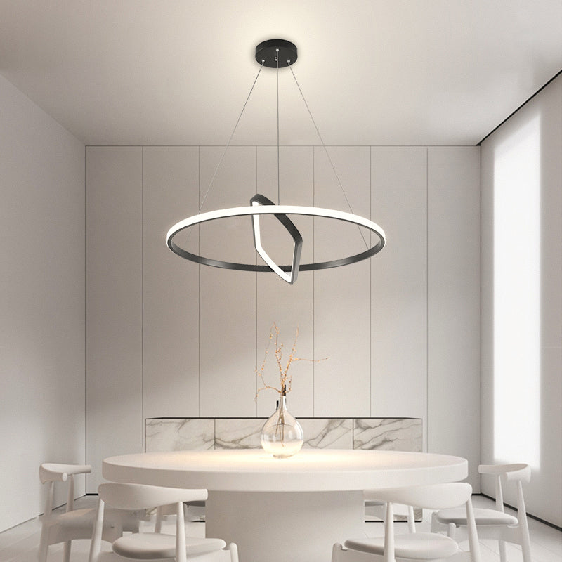 Strip Shape Chandelier LED Hanging Pendant Light Fixture with Acrylic Shade for Bedroom