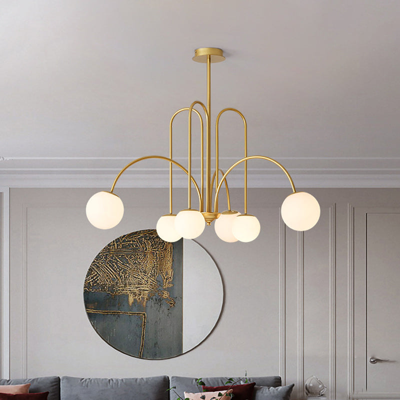 Modern Simple Chandelier Multi Lights Hanging Pendant Light Fixture with Glass Shade