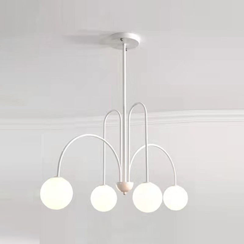 Modern Simple Chandelier Multi Lights Hanging Pendant Light Fixture with Glass Shade