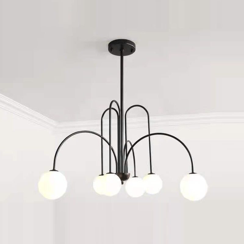 Modern Simple Chandelier Multi Lights Hanging Pendant Light Fixture with Glass Shade