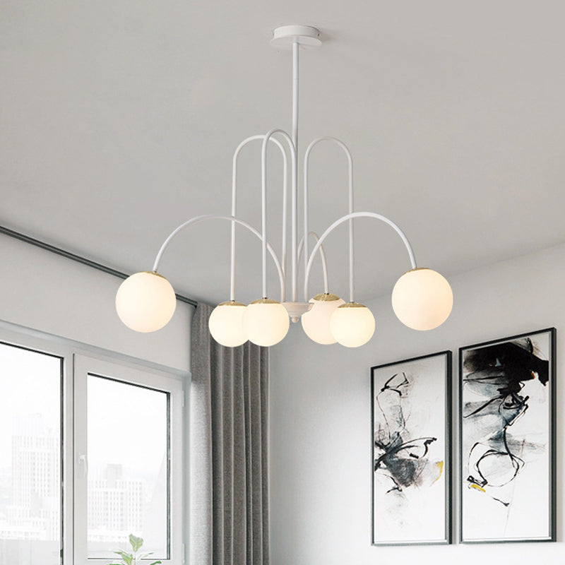 Modern Simple Chandelier Multi Lights Hanging Pendant Light Fixture with Glass Shade