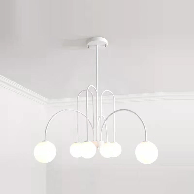 Modern Simple Chandelier Multi Lights Hanging Pendant Light Fixture with Glass Shade