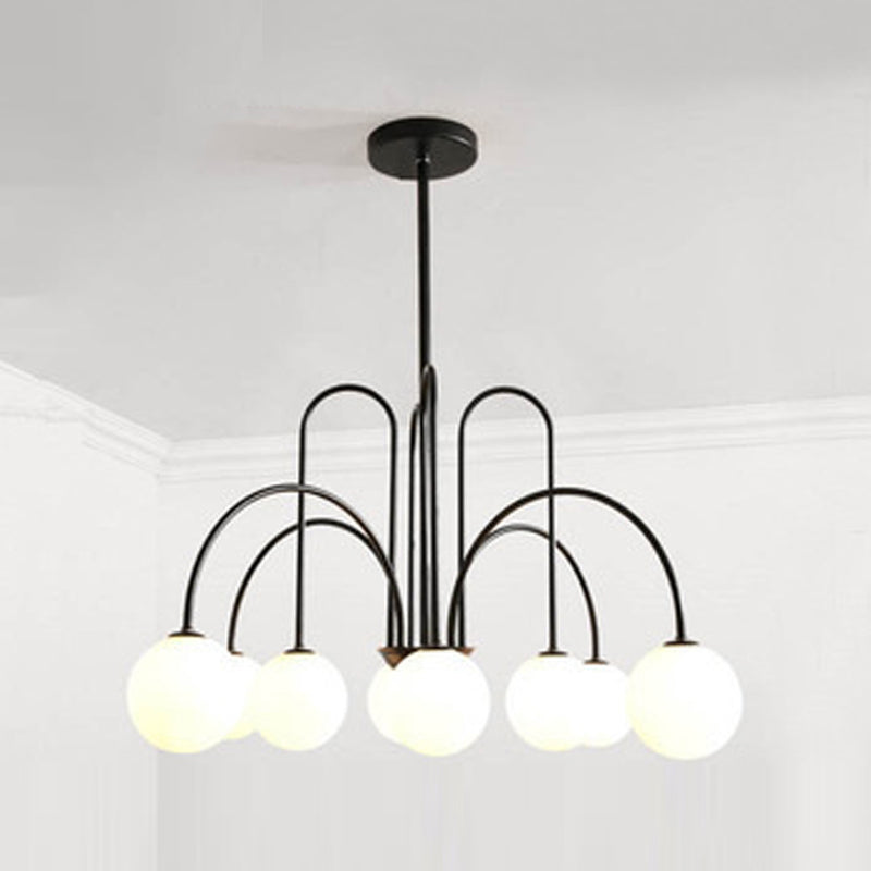 Modern Simple Chandelier Multi Lights Hanging Pendant Light Fixture with Glass Shade