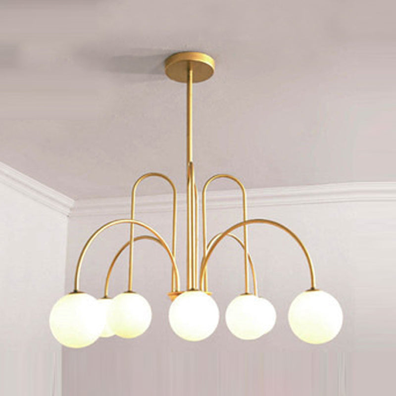 Modern Simple Chandelier Multi Lights Hanging Pendant Light Fixture with Glass Shade