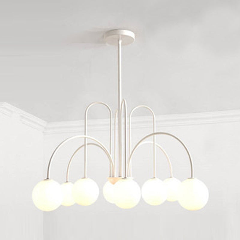 Modern Simple Chandelier Multi Lights Hanging Pendant Light Fixture with Glass Shade