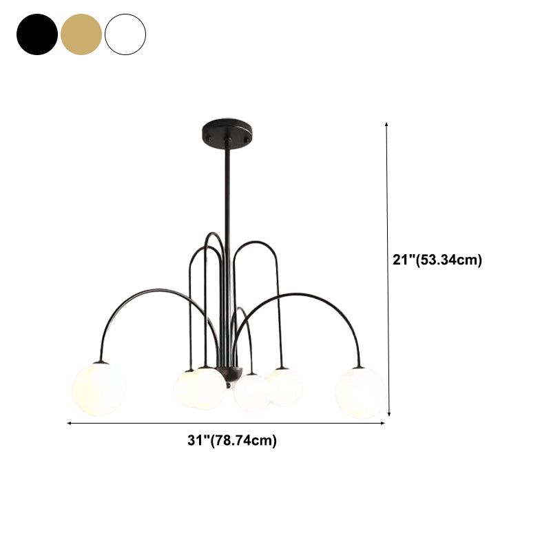 Modern Simple Chandelier Multi Lights Hanging Pendant Light Fixture with Glass Shade