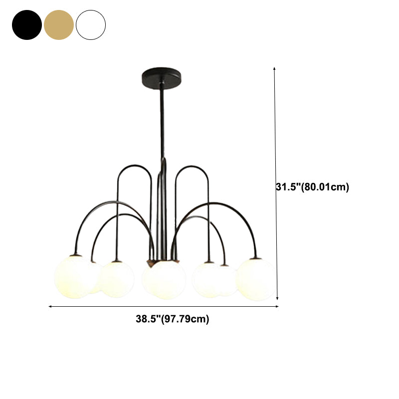 Modern Simple Chandelier Multi Lights Hanging Pendant Light Fixture with Glass Shade