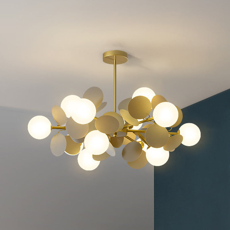 Modern Glass Chandelier Simple Hanging Pendant Light Fixture for Bedroom