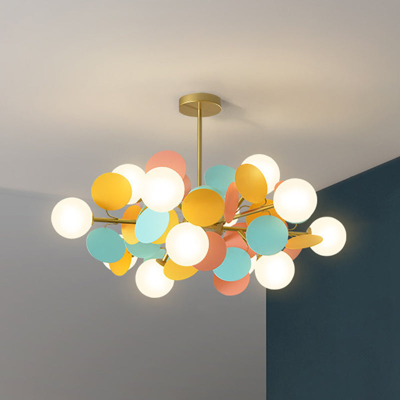 Modern Glass Chandelier Simple Hanging Pendant Light Fixture for Bedroom