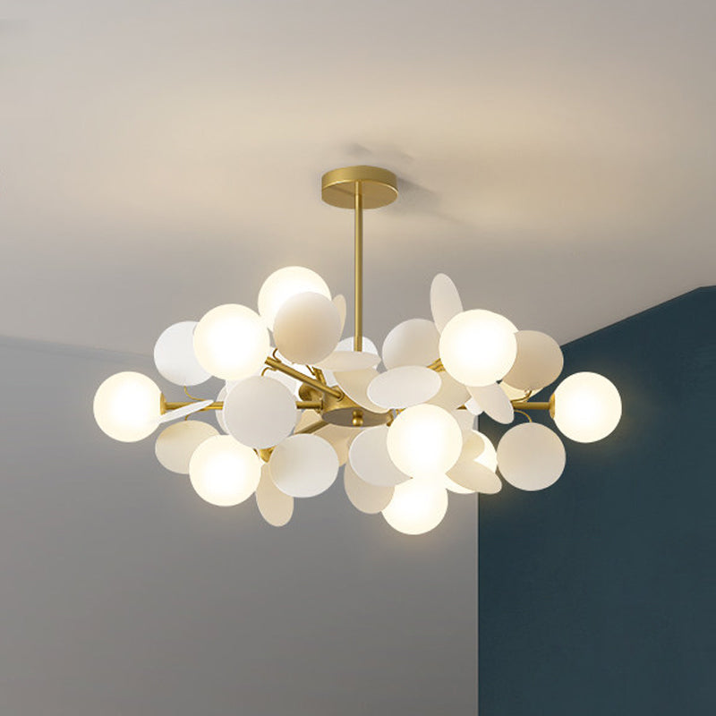 Modern Glass Chandelier Simple Hanging Pendant Light Fixture for Bedroom