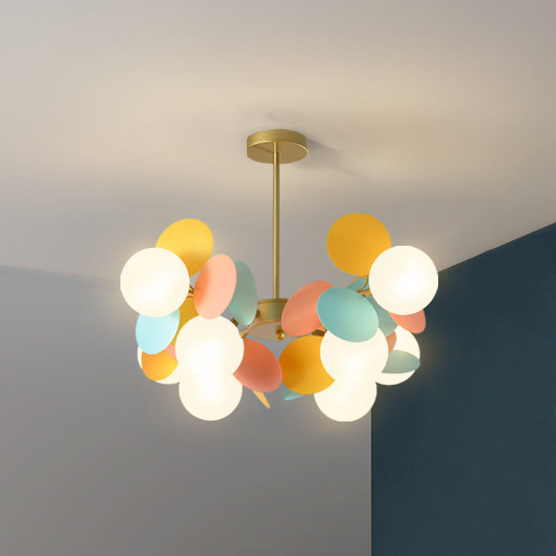 Modern Glass Chandelier Simple Hanging Pendant Light Fixture for Bedroom