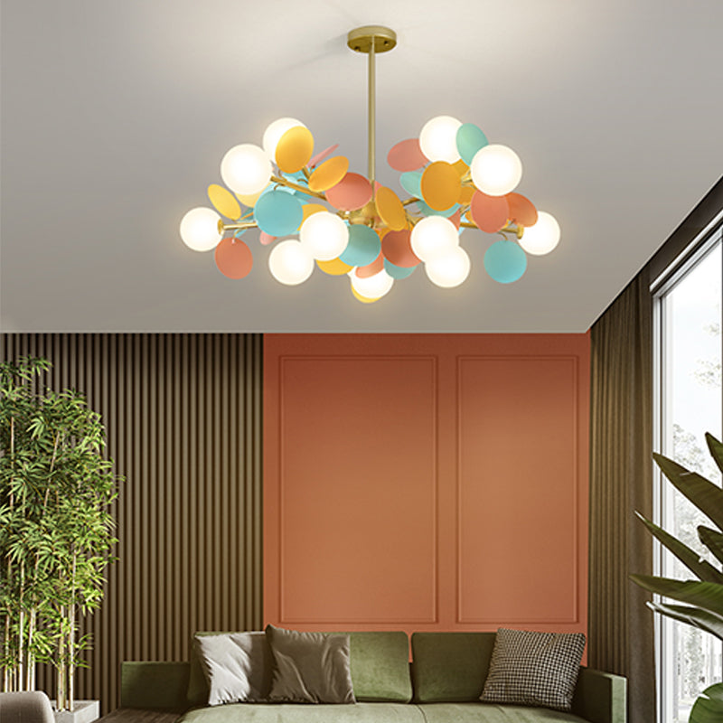 Modern Glass Chandelier Simple Hanging Pendant Light Fixture for Bedroom