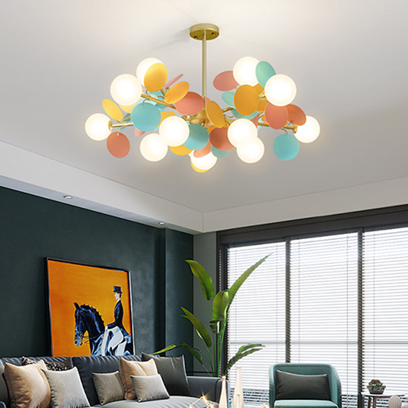 Modern Glass Chandelier Simple Hanging Pendant Light Fixture for Bedroom