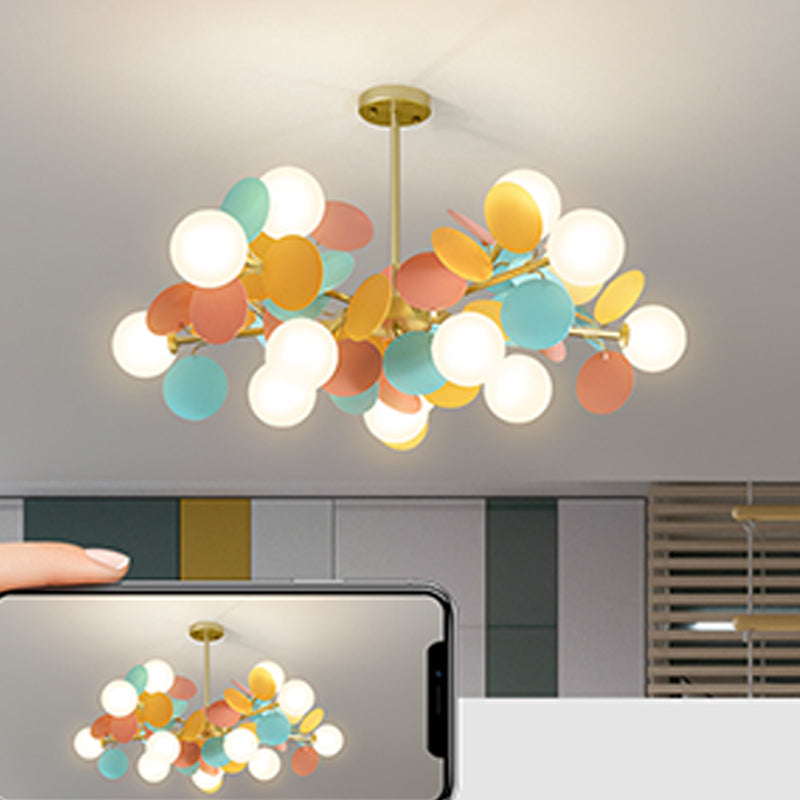 Modern Glass Chandelier Simple Hanging Pendant Light Fixture for Bedroom