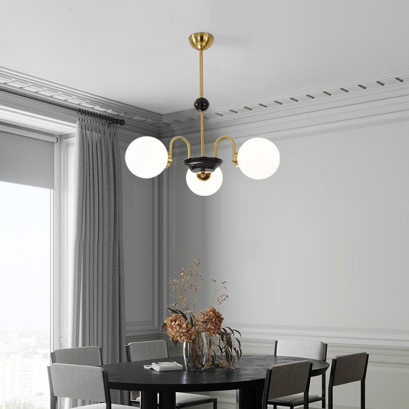 Simple Glass Ball Pendant Lighting Fixture Modern Style Hanging Chandelier for Living Room