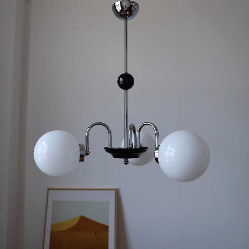 Simple Glass Ball Pendant Lighting Fixture Modern Style Hanging Chandelier for Living Room