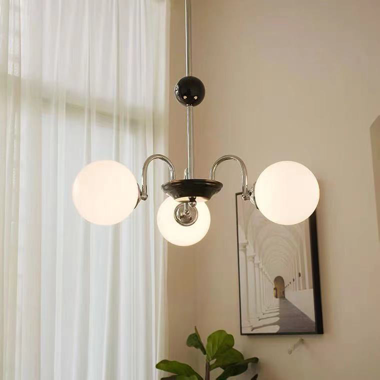 Simple Glass Ball Pendant Lighting Fixture Modern Style Hanging Chandelier for Living Room