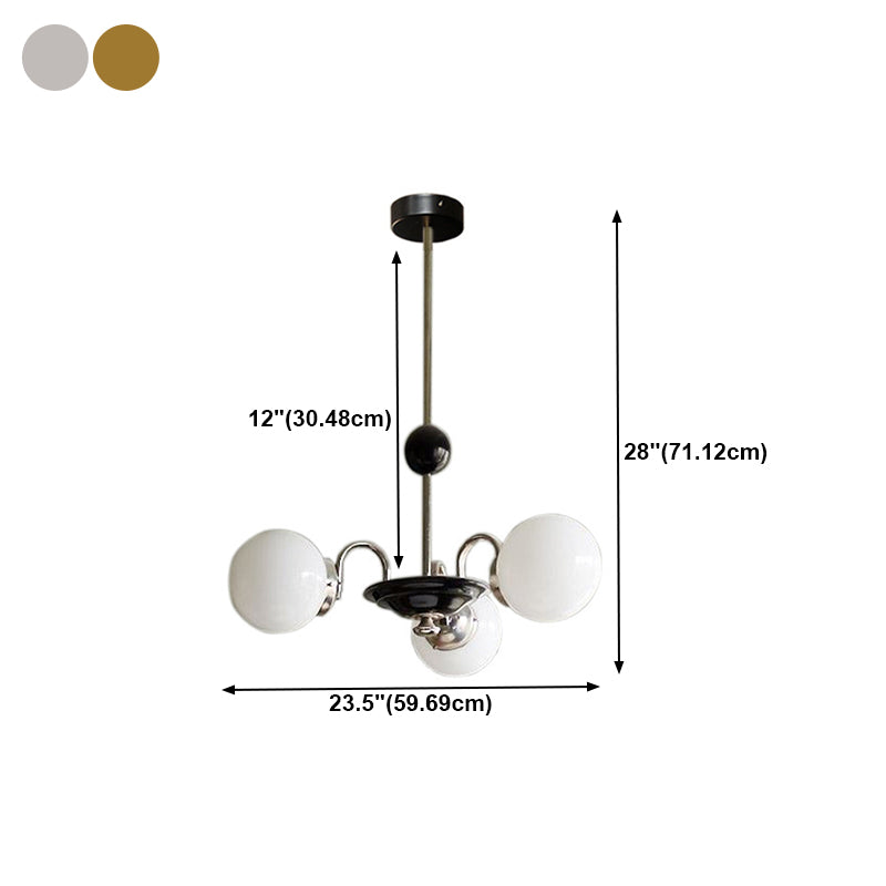 Simple Glass Ball Pendant Lighting Fixture Modern Style Hanging Chandelier for Living Room