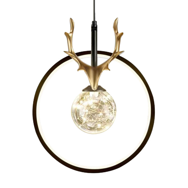 Light Luxury Style Ceiling Lamp Circle Antlers Shape Pendant Light for Living Room