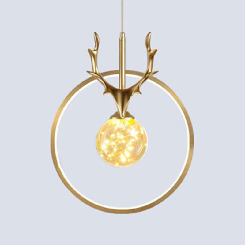 Light Luxury Style Ceiling Lamp Circle Antlers Shape Pendant Light for Living Room