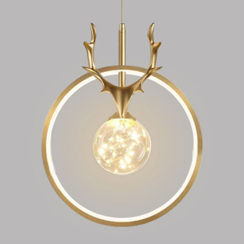 Light Luxury Style Ceiling Lamp Circle Antlers Shape Pendant Light for Living Room