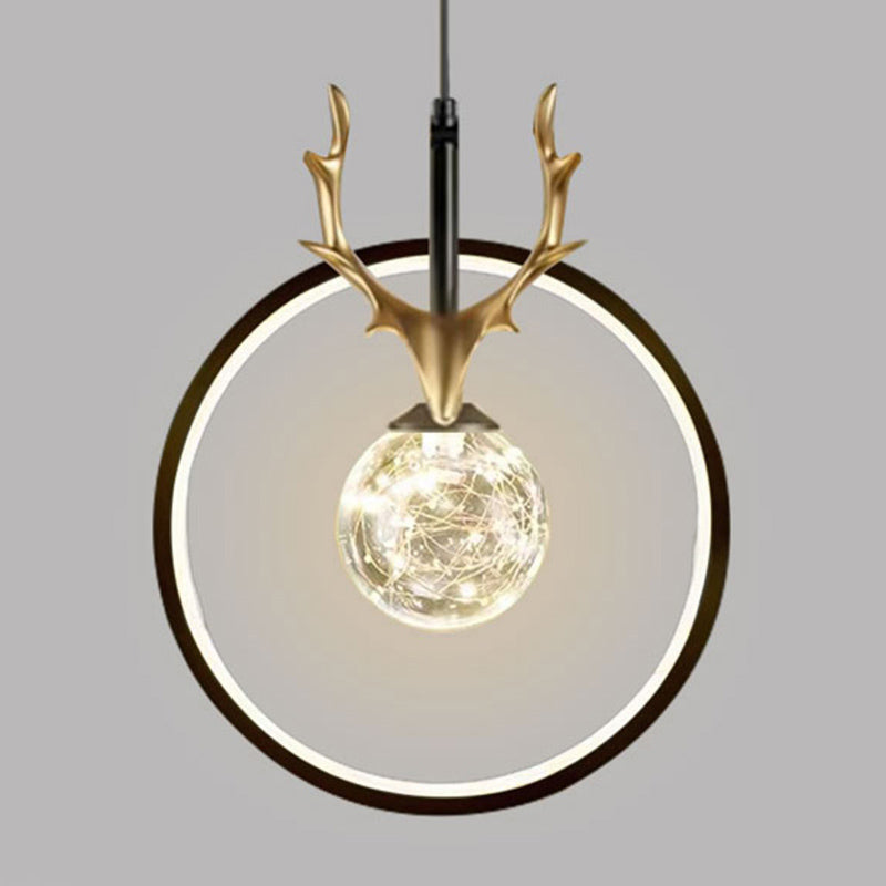 Light Luxury Style Ceiling Lamp Circle Antlers Shape Pendant Light for Living Room