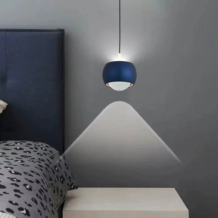 Postmodern Style Aluminum Pendant Light Colorful 4" Wide LED Hanging Pendant for Bedroom