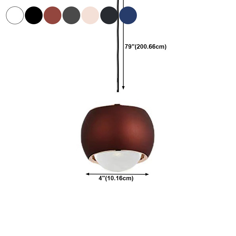 Postmodern Style Aluminum Pendant Light Colorful 4" Wide LED Hanging Pendant for Bedroom