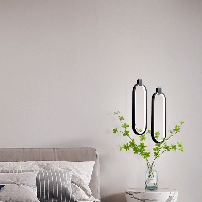 Modern Style Aluminum Pendant Light Oval LED Hanging Pendant for Bedroom