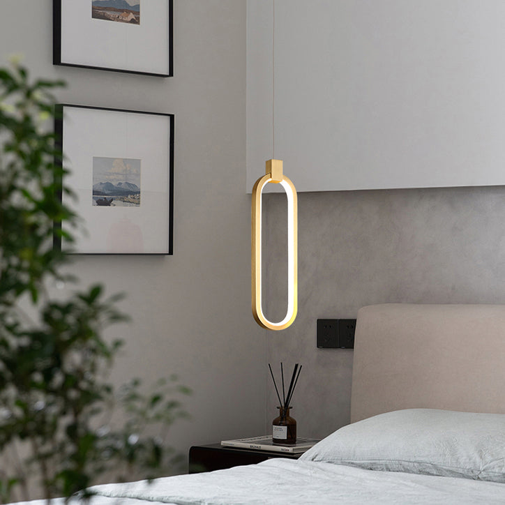 Modern Style Aluminum Pendant Light Oval LED Hanging Pendant for Bedroom