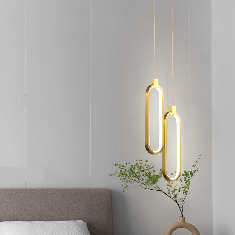 Modern Style Aluminum Pendant Light Oval LED Hanging Pendant for Bedroom