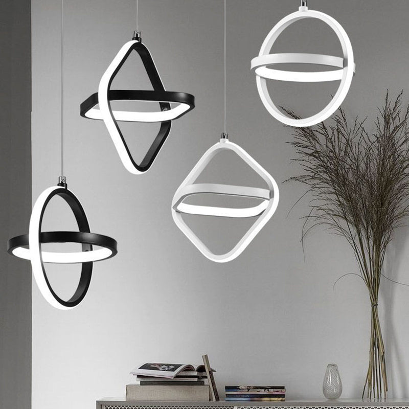 Nordic Style Aluminum Pendant Light Geometric LED Hanging Pendant for Bedroom